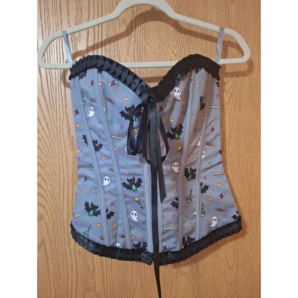 Little For Big Lace Up Sexy Corset Bats Ghosts Candy Cosplay Costume XS